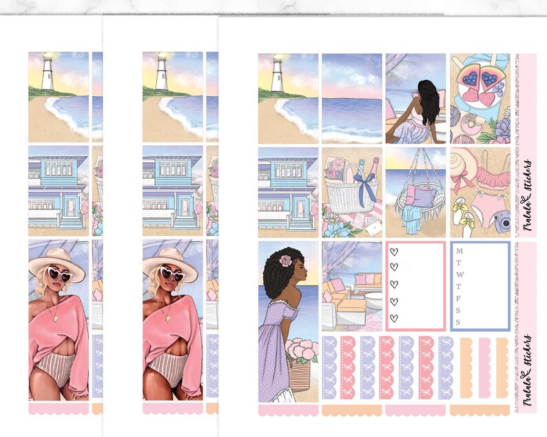 Weekly Sticker Kit Printable for Happy Planner Vertical, Beach Picnic ...