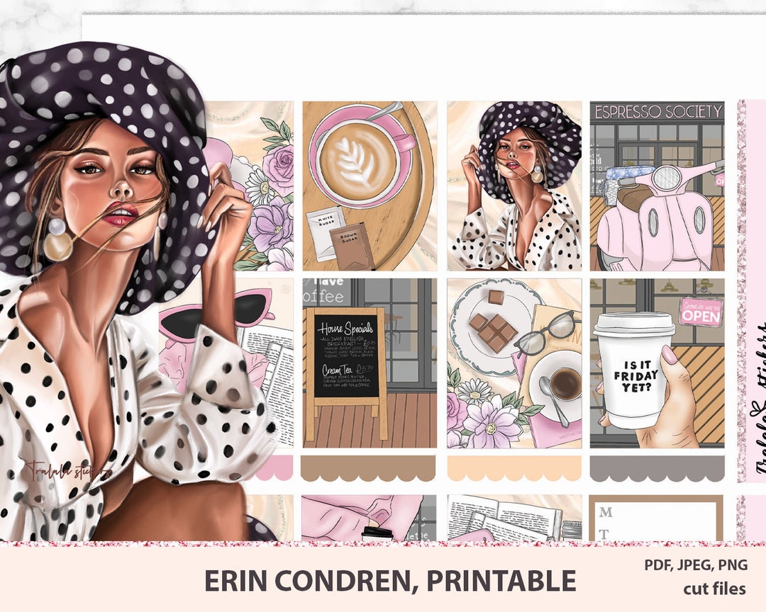 Printable Planner Stickers, Espresso, Coffee Kit, Erin Condren Weekly ...