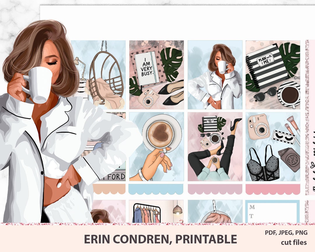 Very Busy Printable Planner Stickers, Fashion Girl Weekly Planner ...