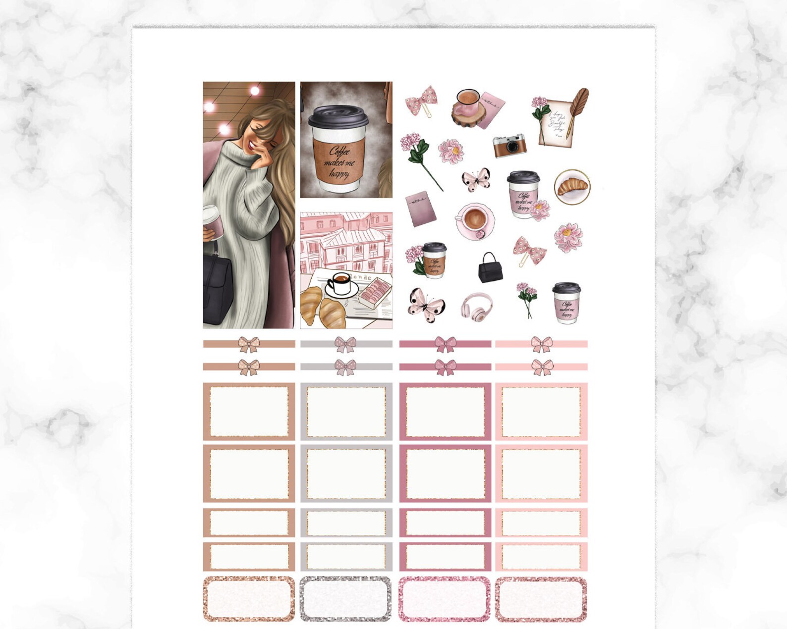 Erin Condren Printable Planner Stickers Coffee Winter Weekly - Etsy