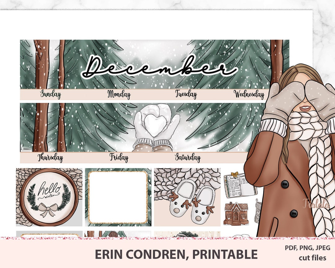 December 2021 Monthly Kit for Erin Condren Life Planner, Printable ...