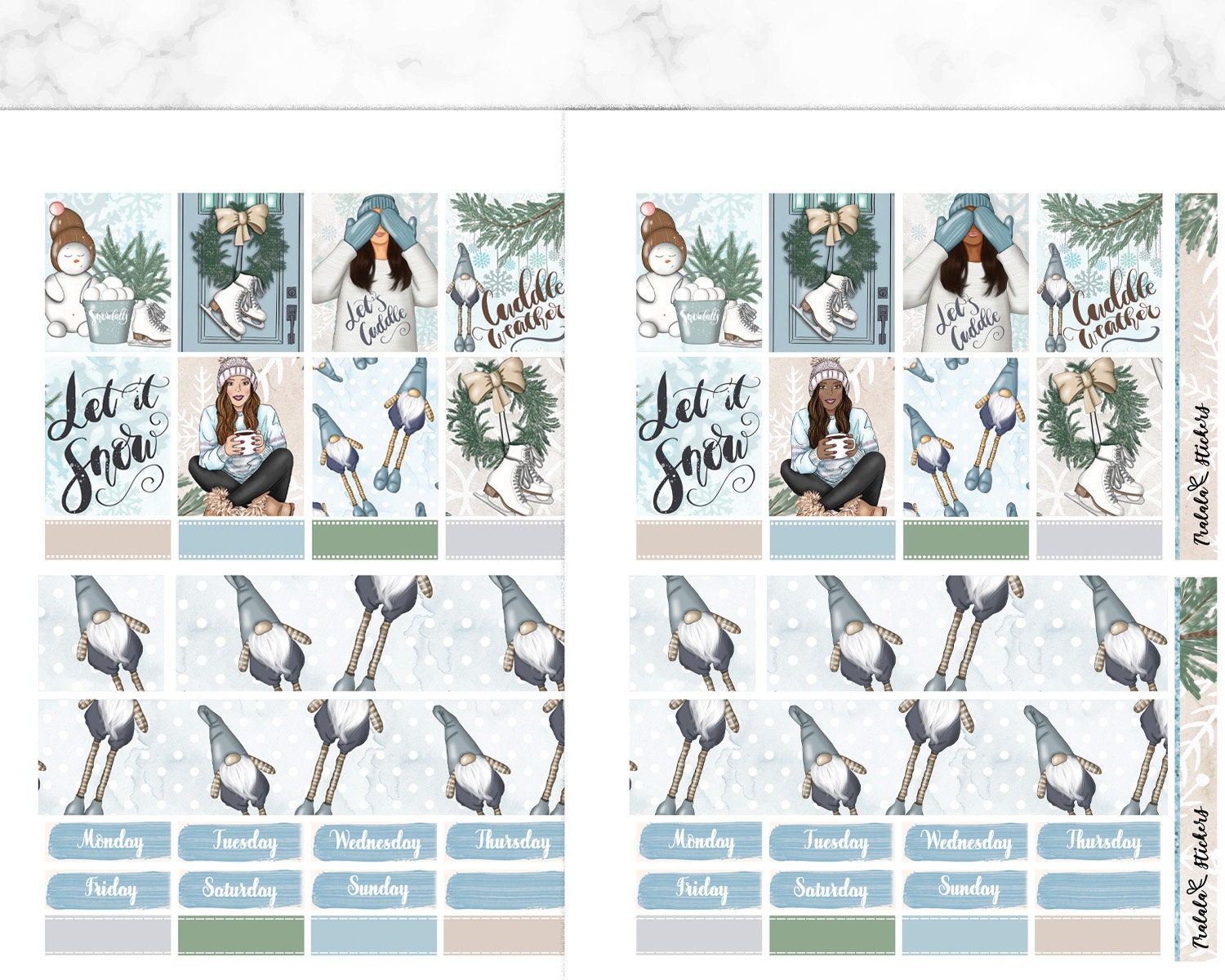 Snow Erin Condren Planner Stickers Printable, Snowing Weekly Kit, Baby ...