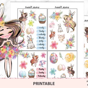 Bunny Printable Planner Stickers Ester Downloadable - Etsy