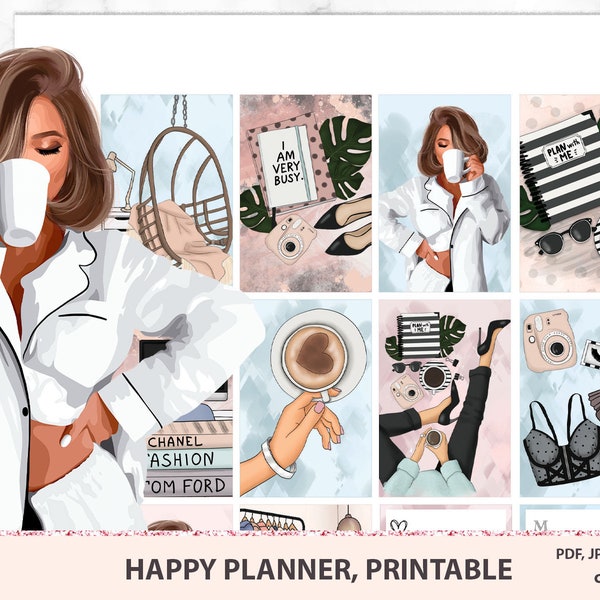 I'm very busy Printable Planner Sticker Kits, MAMBI set, Happy planner weekly kit, Classic Happy planner 2021, Cricut, Silhouette
