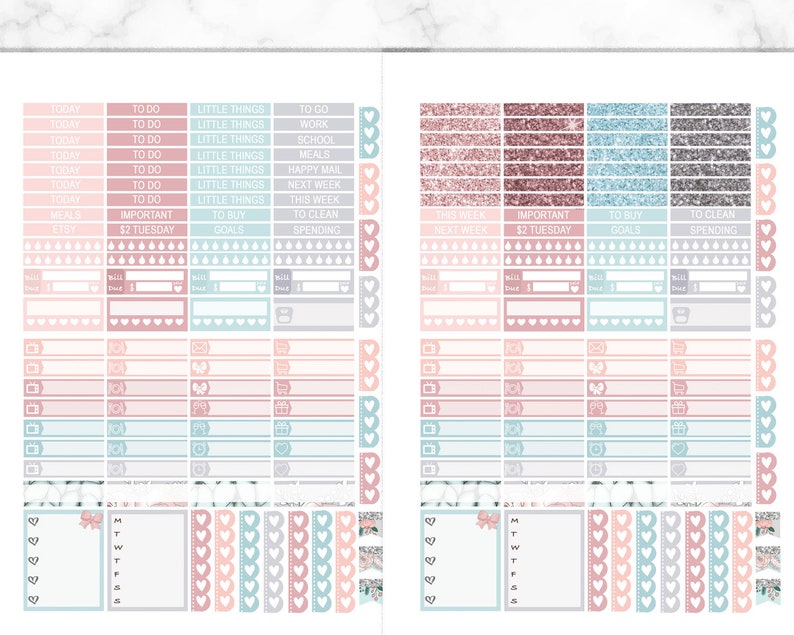Pink Christmas Planner Sticker Printable, Weekly Kit for Erin Condren ...