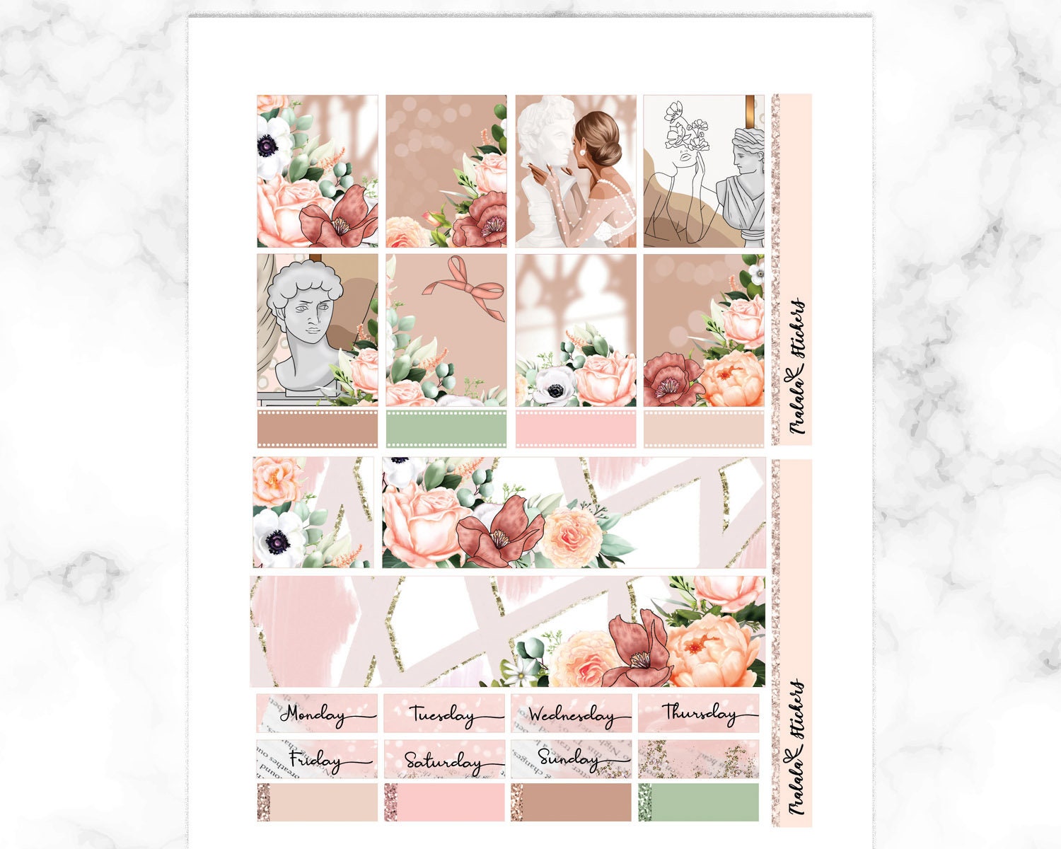 Floral Printable Stickers, Erin Condren Vertical Set, Spring Weekly ...