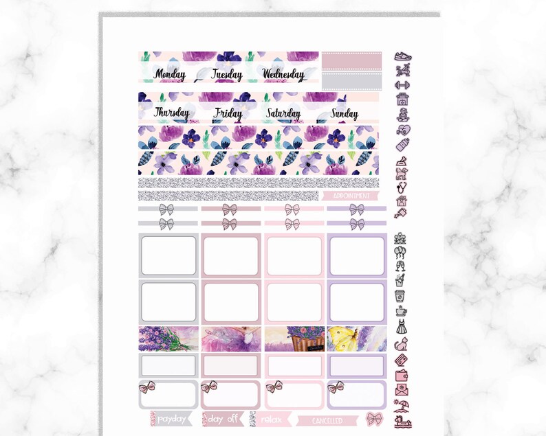 Lavender Happy Planner Classic Printable Stickers Pastel - Etsy