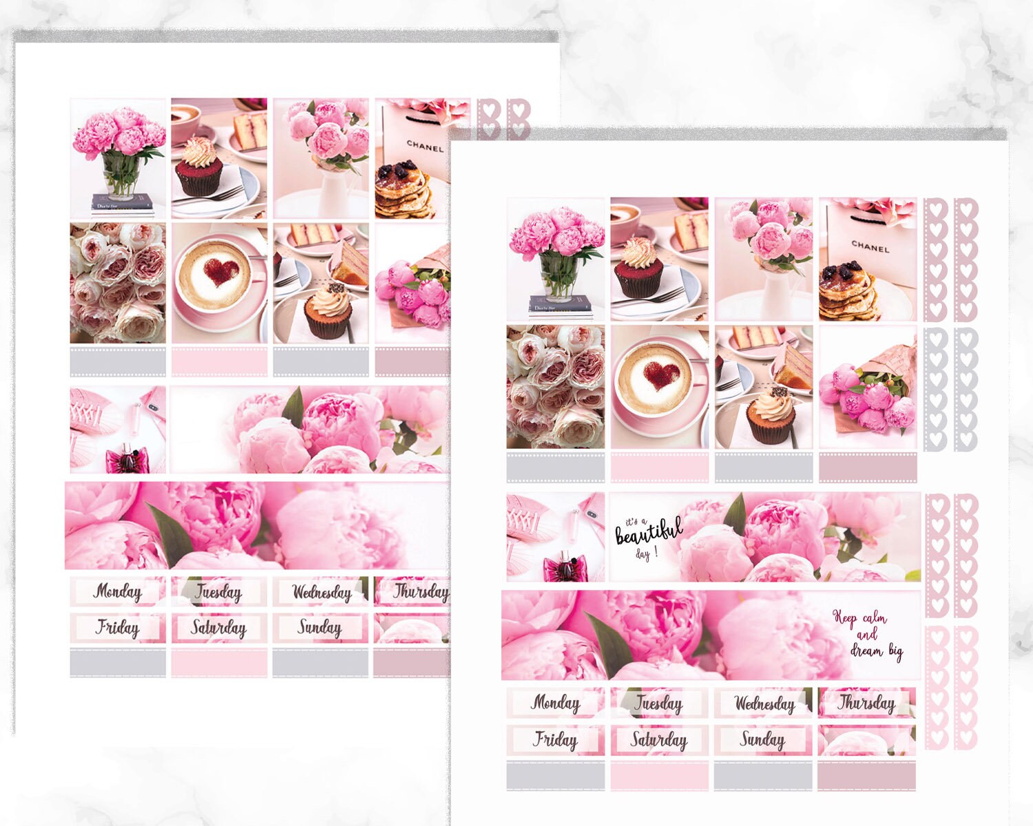 Erin Condren Printable Planner Stickers With Pink Peonies, ECLP Weekly ...