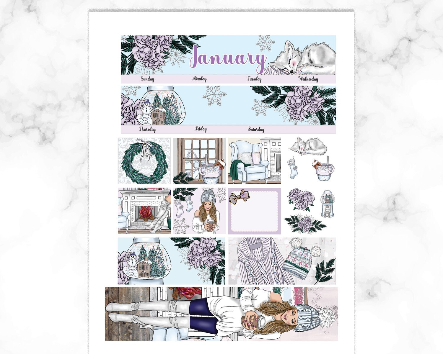 January 2021 Monthly Stickers Erin Condren Life Planner Vertical View ...