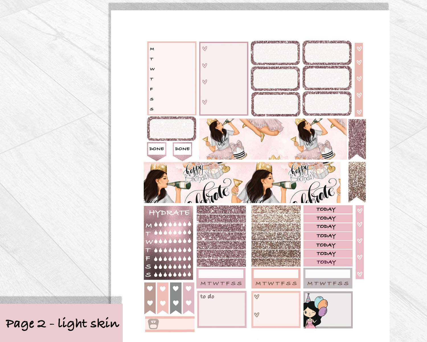 BIRTHDAY PRINTABLE Planner Stickers for Happy Planner, Weekly Organizer ...