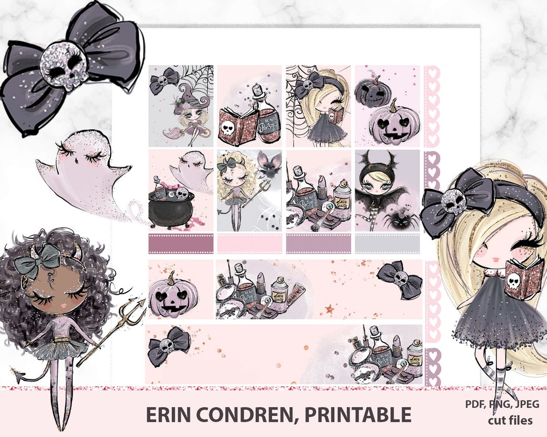 Erin Condren Halloween Printable Planner Stickers for Vertical Planner ...