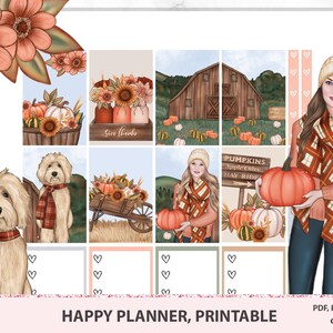 Autocollants de saison Pumpink pour classic happy planner, MAMBI kit hebdomadaire imprimable, météo sweter, l’automne sur le thème avec silhouette fichiers coupés