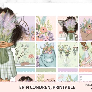 Bloom Erin Condren planner stickers vertical, Printable planner stickers, Instant download, Cricut/Silhouette cut files, floral weekly kit