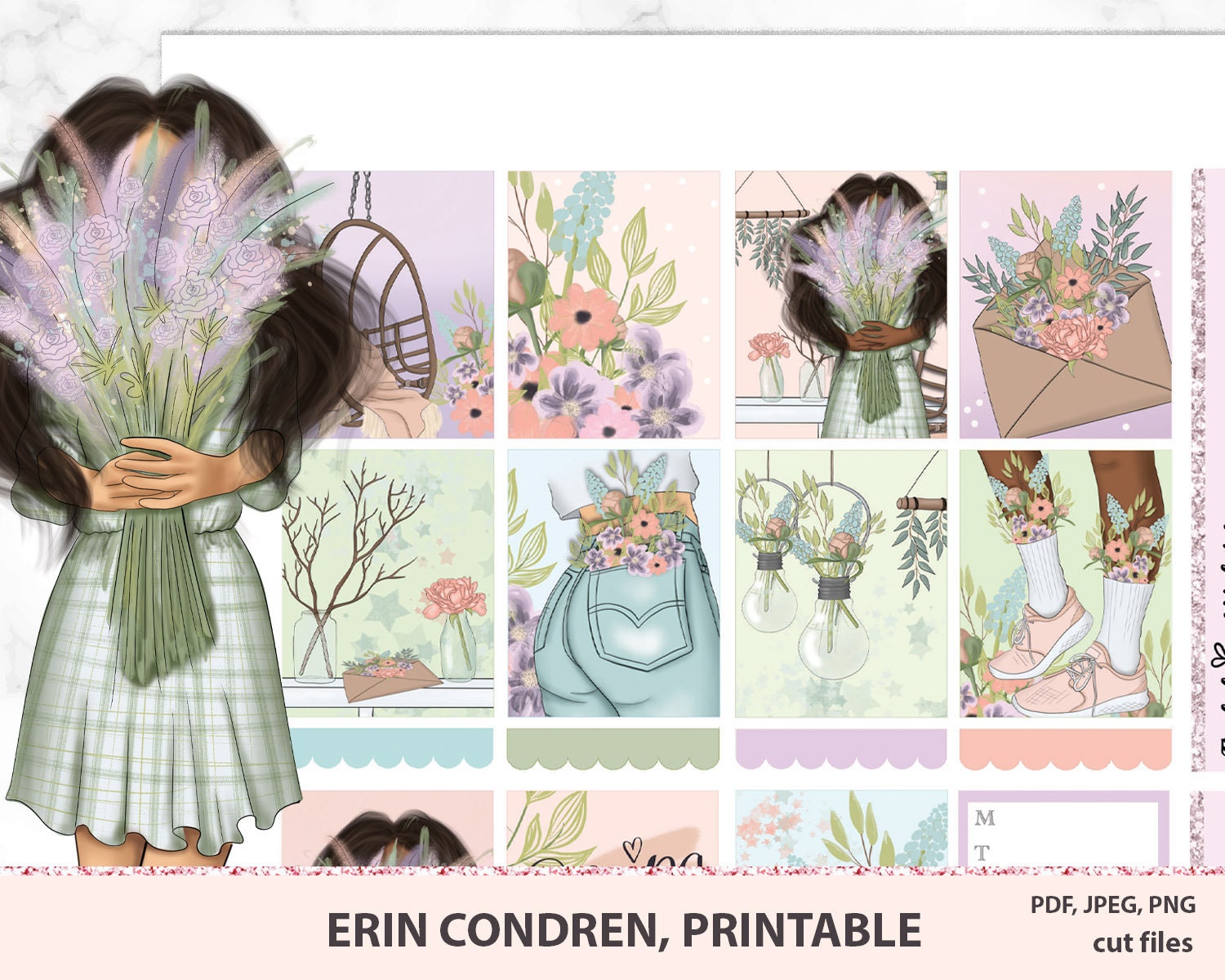 Bloom Erin Condren Planner Stickers Vertical, Printable Planner ...