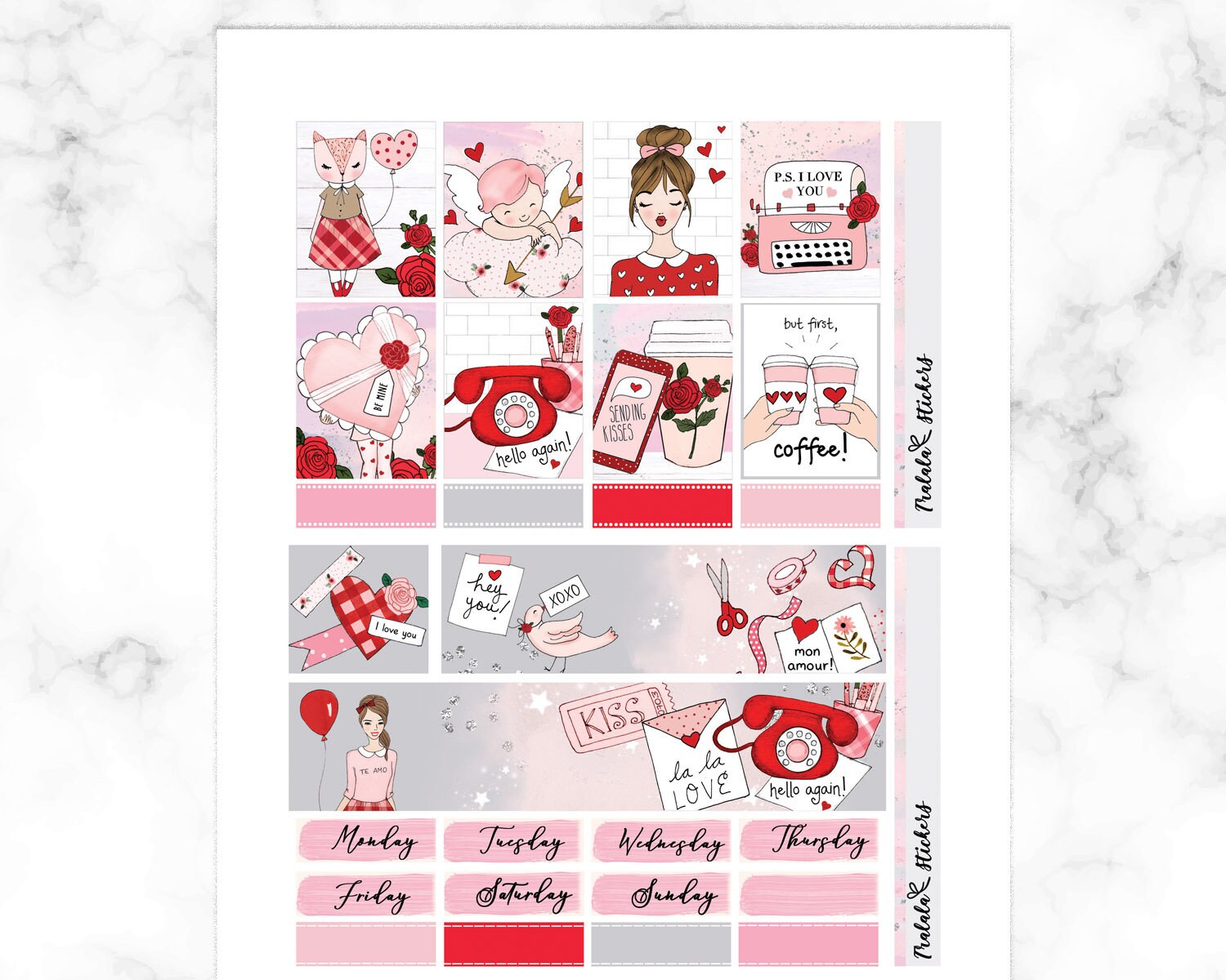 VALENTINES DAY PRINTABLE Planner Stickers Erin Condren | Etsy