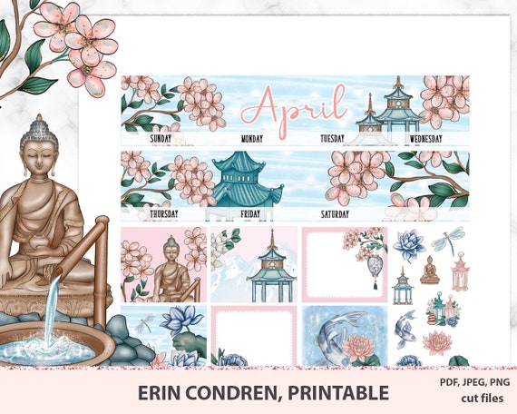 April Monthly Kit Printable for Erin Condren Printable April - Etsy