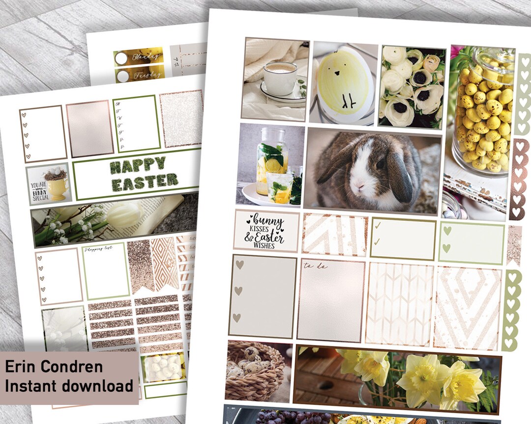 Easter Bunny Planner Stickers Printable, Erin Condren Weekly Kit ...