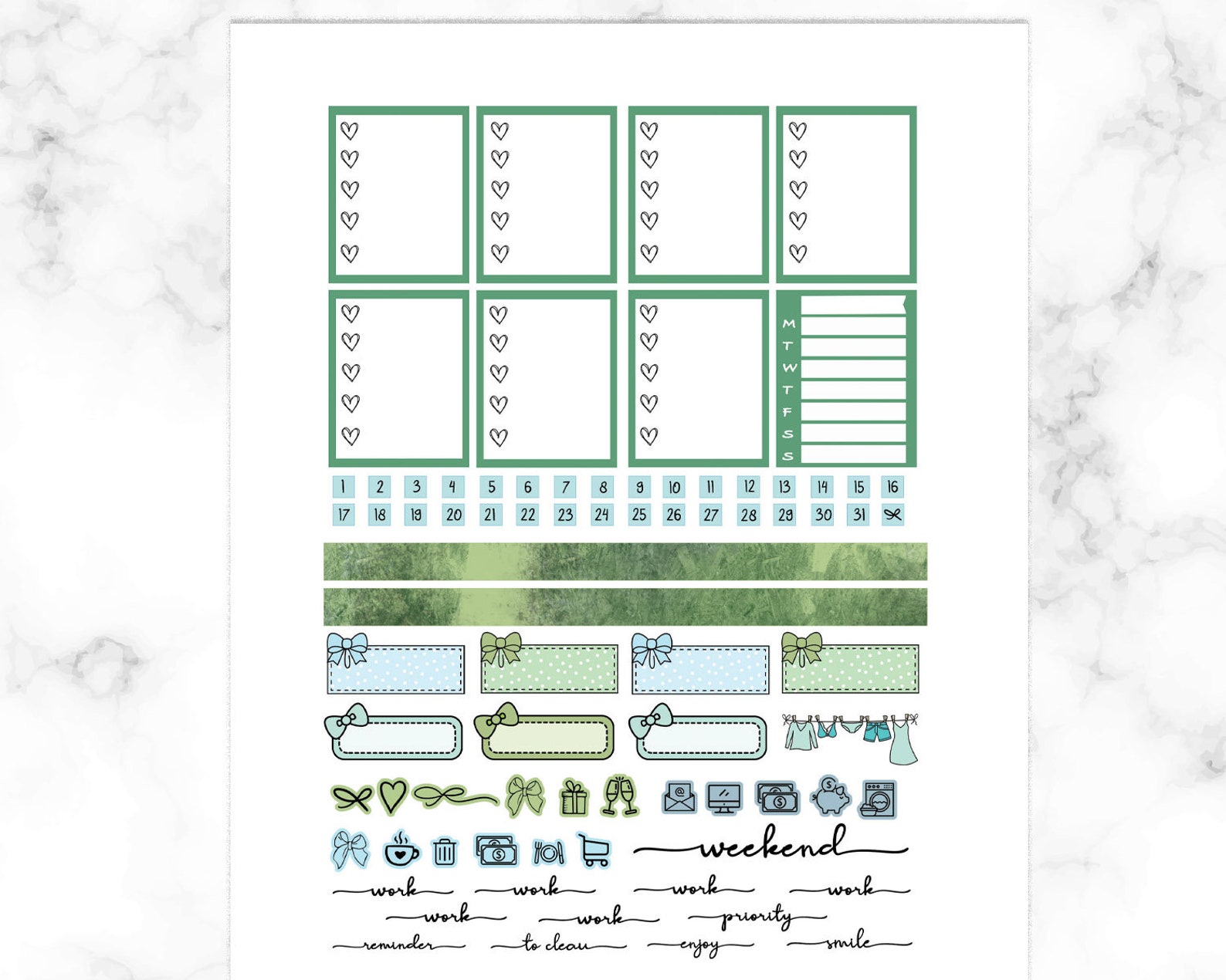 Earth Love Printable Planner Stickers Erin Condren Weekly | Etsy
