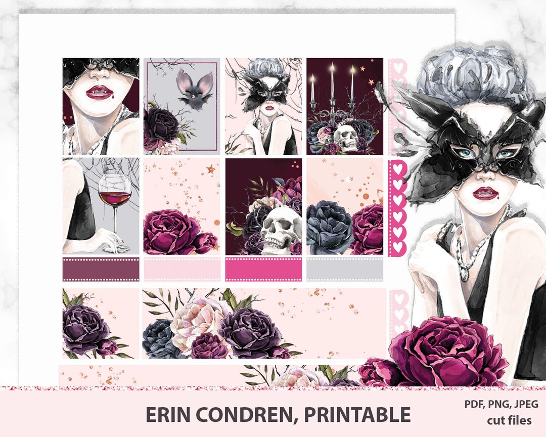 Halloween Planner Sticker Kit, Erin Condren Fall Printable Stickers ...