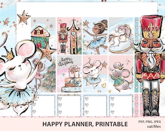 Christmas Happy planner Stickers Kit Printable, Xmas weekly kit, Christmas sticker kit for MAMBI, digital stickers,Bullet journal cult files