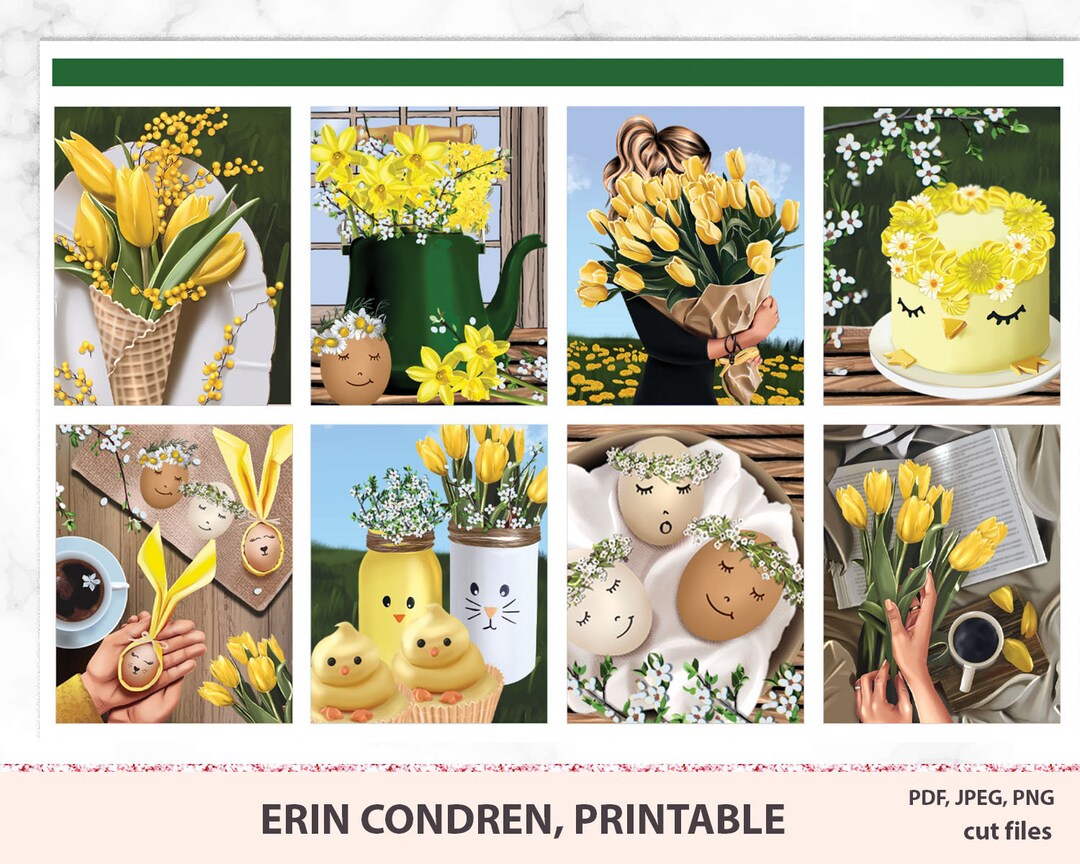 Easter Weekly Erin Condren Planner Stickers Printable, Bunny Kit, ECLP ...