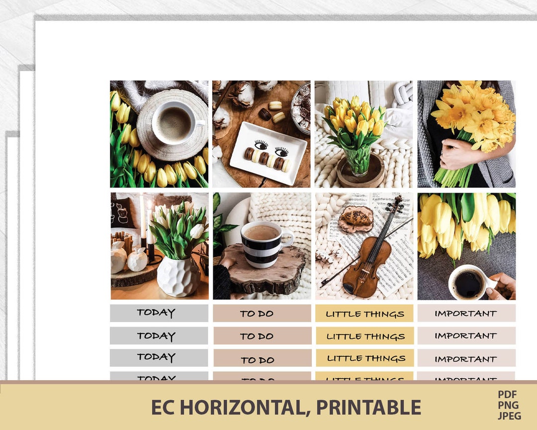 ECLP Horizontal Printable Planner Stickers,spring FLOWERS Stickers ...