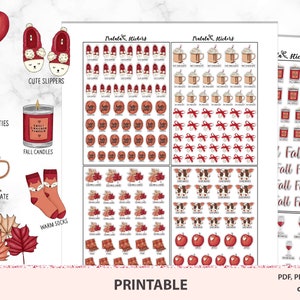 Herbst Eimer Liste druckbare Sticker, Herbst-Aufkleber-Kit, digitale Sticker, Bullet Journals, Spaß Dinge zu tun, Kalender-Symbole