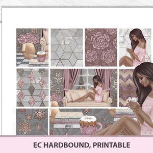 Kits de pegatinas imprimibles de día perezoso para Erin Condren hardbound, kit de planificador vertical, pegatinas de clima frío, diseño de cajas completas, cortes de bricolaje
