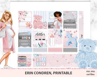 Mother printable planner stickers for Erin Condren LifePlanner, mother to be weekly kit, New Arrival vertical, pregnant mum, New Baby set