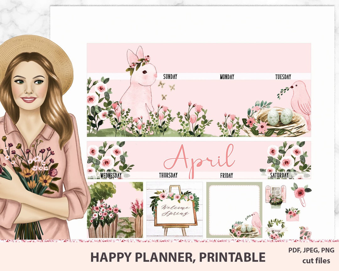 April Printable Monthly Kit Happy Planner, Monthly Sticker Kit ...