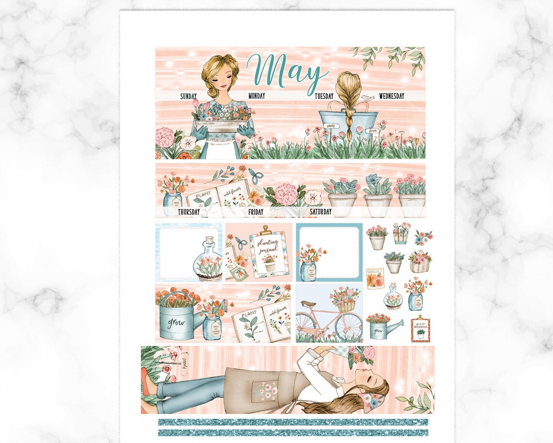 MAY Monthly Printable Planner Stickers for Use With Erin | Etsy