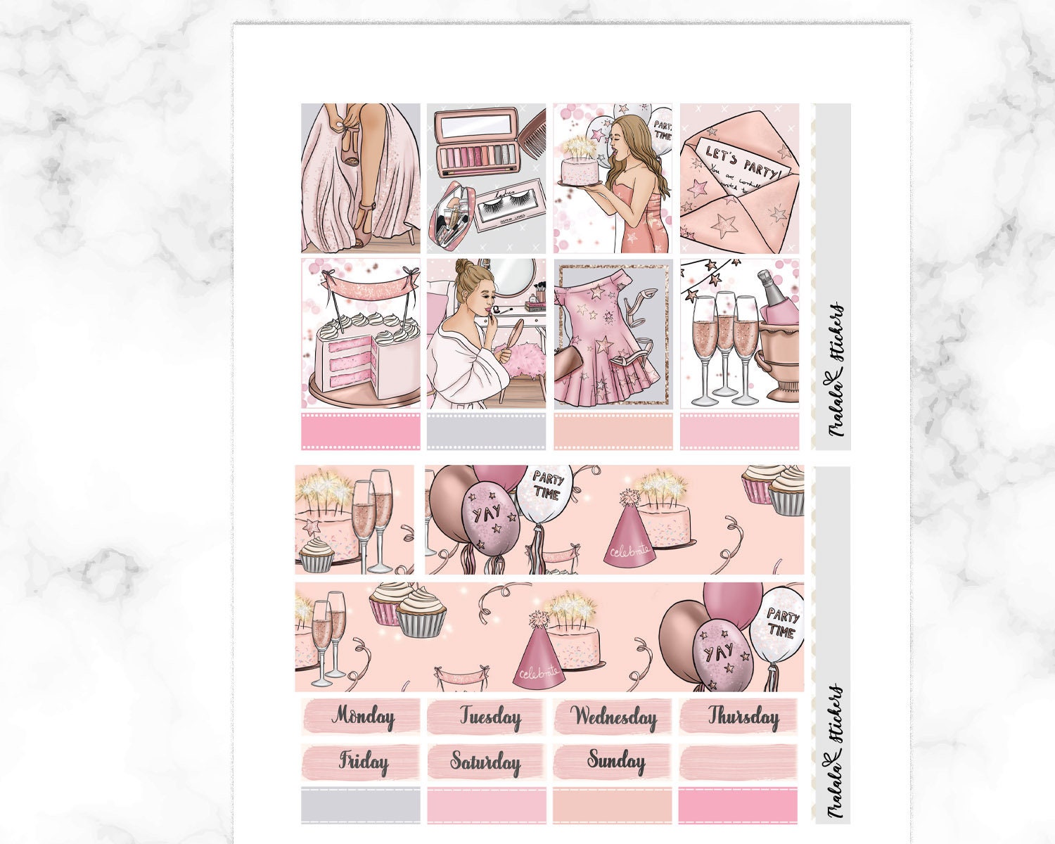 Party Erin Condren Prinable Planner Stickers ECLP Weekly Kit | Etsy