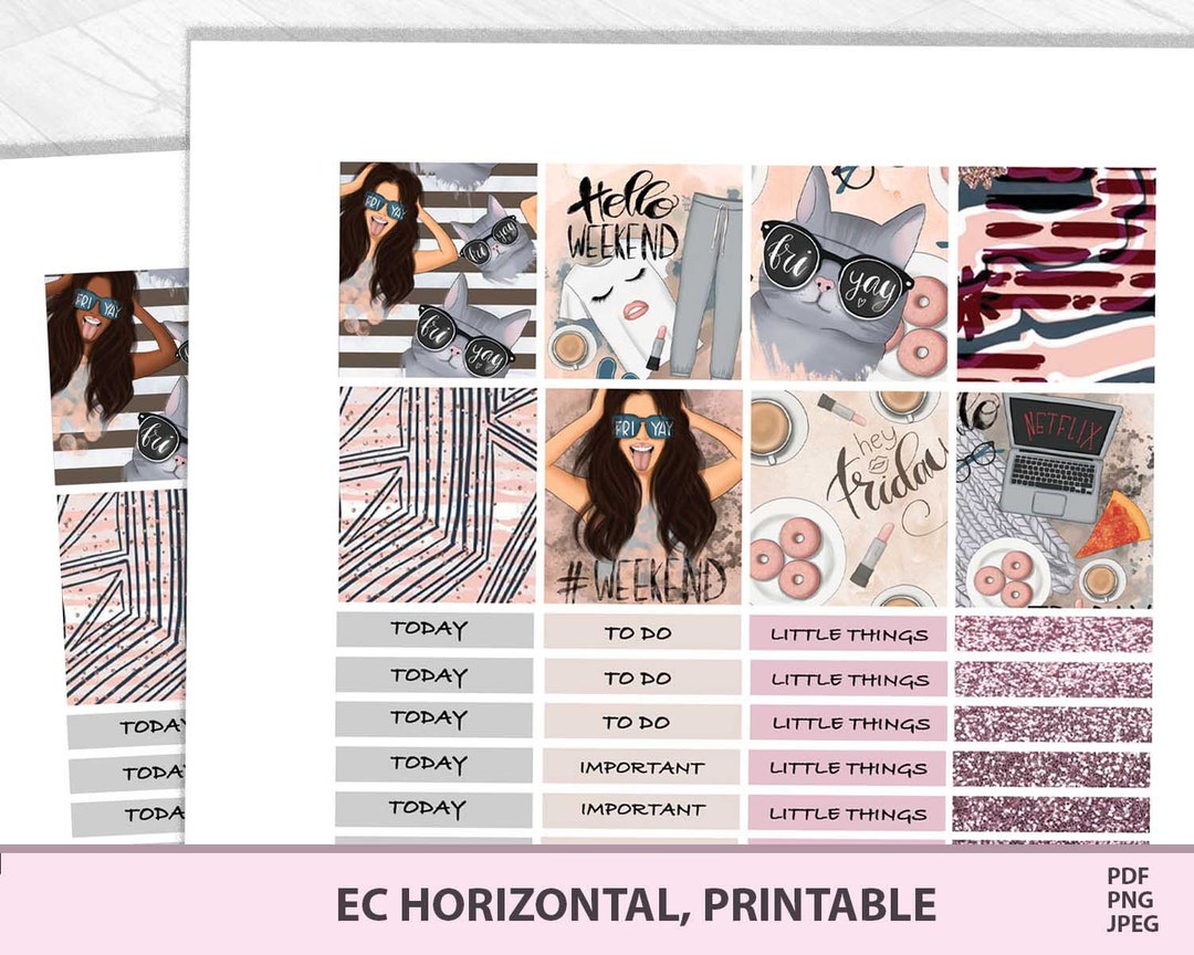 Erin Condren Horizontal Printable Planner Stickers Hello - Etsy