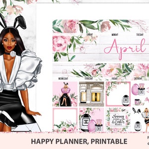 April 2020 Printable Monthly Kit Happy planner, Monthly sticker kit printable with cut files, Silhouette files, Happy planner monthly view
