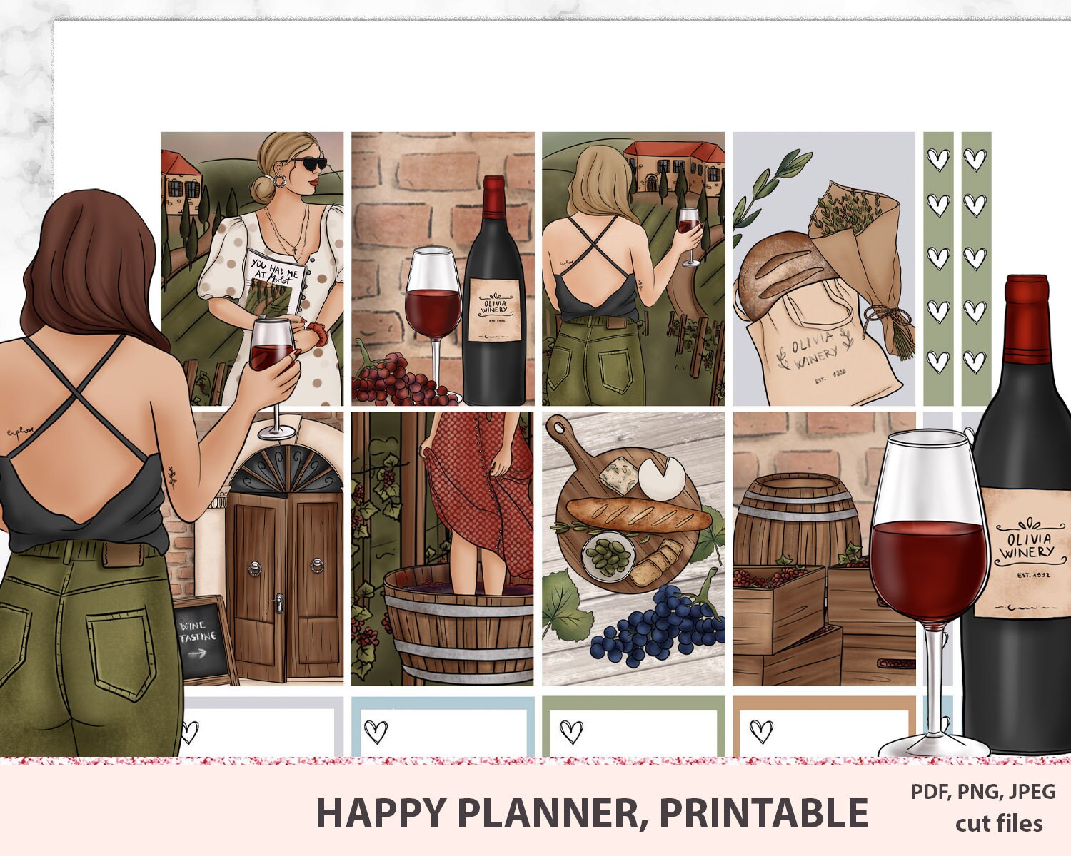 Fall Happy Planner Stickers Kit Printable, Vineyard MAMBI Weekly Set ...