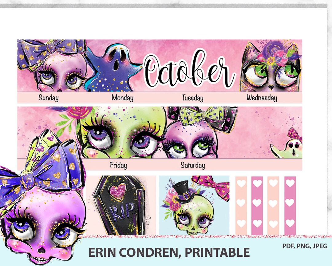 October Monthly View Planner Stickers for Erin Condren Life Planner ...