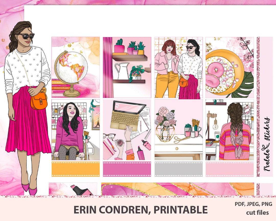 Office Printable Planner Stickers for Erin Condren, Sticker Kit, Back ...