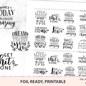 Zitate Planer Aufkleber Printable, folie bereit Aufkleber, Erin Condren Classic, MAMBI Happy Planer, Silhouette Cut Files, Crucut