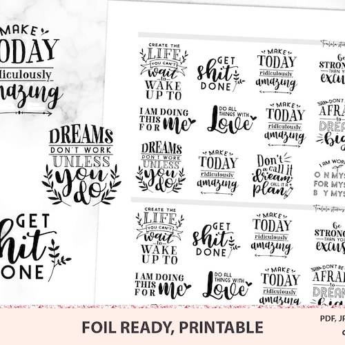 Quotes Planner Stickers Printable Foil Ready Stickers Erin Etsy Quotes Planner Stickers Printable Foil Ready Stickers Erin Etsy
