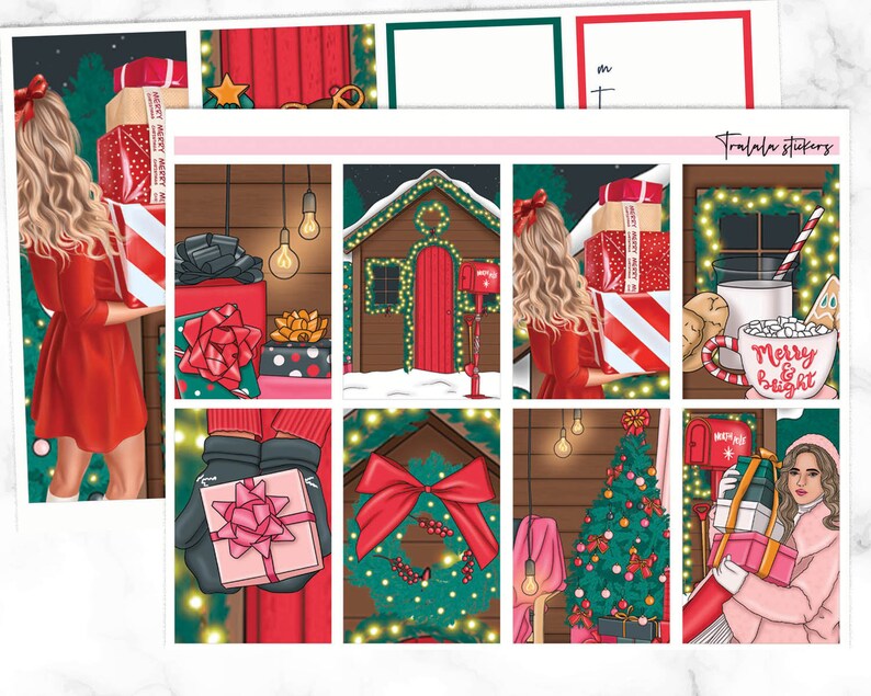Christmas Printable Sticker Kit Happy Planner Weekly Set Red - Etsy