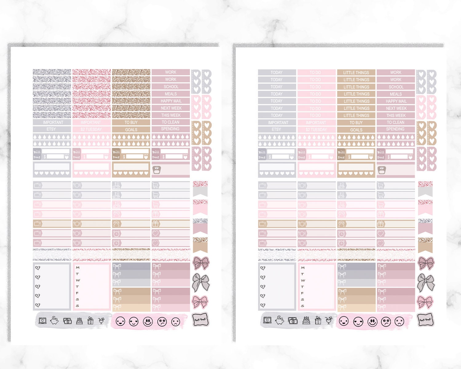 Gold Office Erin Condren Printable Stickers, Shiny Pink Travelers ...