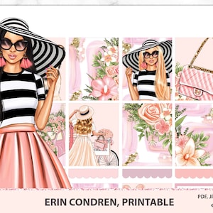 Flowers Erin Condren Printable Planner Stickers, Floral printables, Weekly Planner Sticker Kit, Digital Sticker pack, Silhouette/Cricut