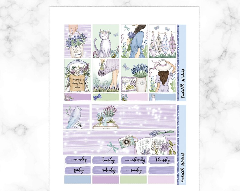 Lavender Bloom Printable Planner Stickers Erin Condren Kit | Etsy