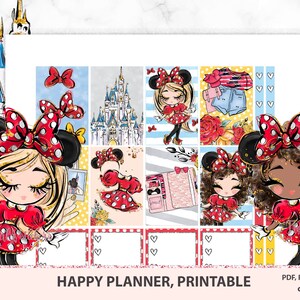 Мagical reis Happy planner printable planner stickers, pretpark planner kit, Carnaval verspreid, Festival MAMBI wekelijkse kit Silhouet bestanden