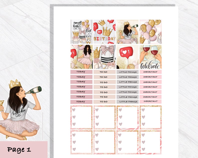 BIRTHDAY PRINTABLE Planner Stickers for Erin Condren - Etsy