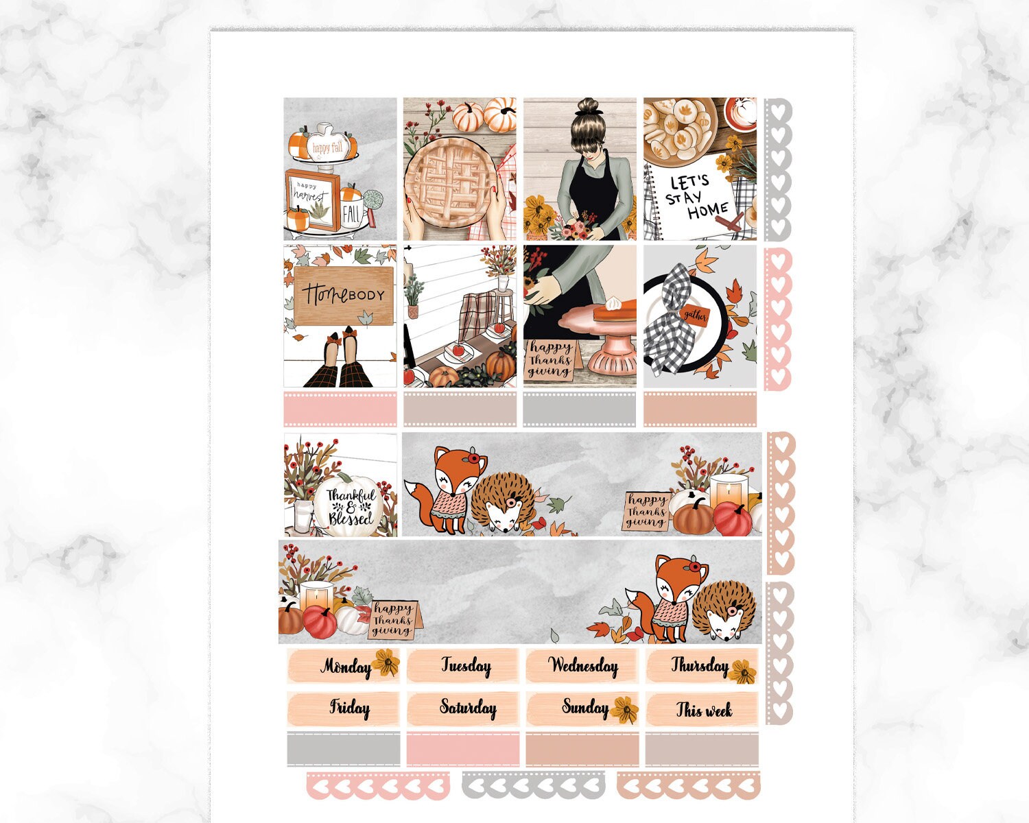 Thanksgiving Planner Stickers Printable Erin Condren Vertical View ...