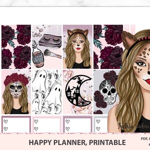 Kit de planificador imprimible de Halloween para planificador feliz, distribución semanal de vampiros para MAMBI vertical, paquete espeluznante de brujas para diario de viajeros