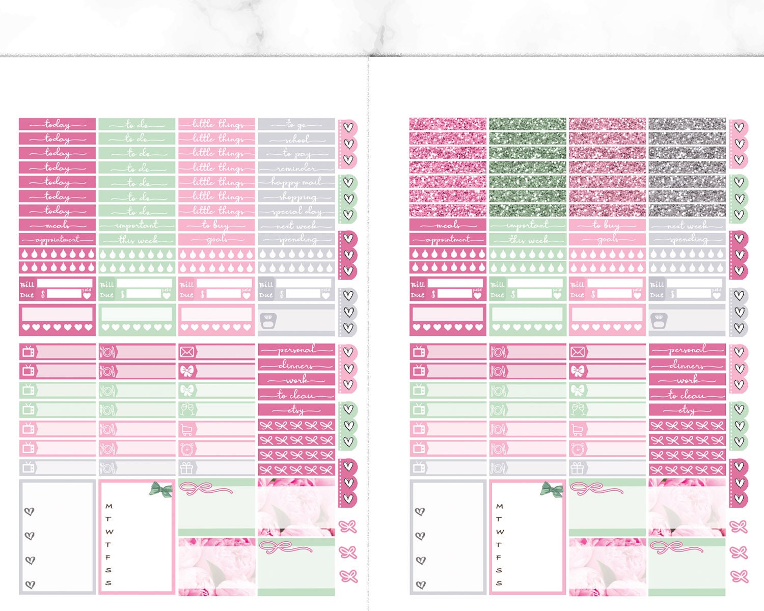 Pink Peonies Mambi Happy Planner Stickers, Printable Summer Kit ...
