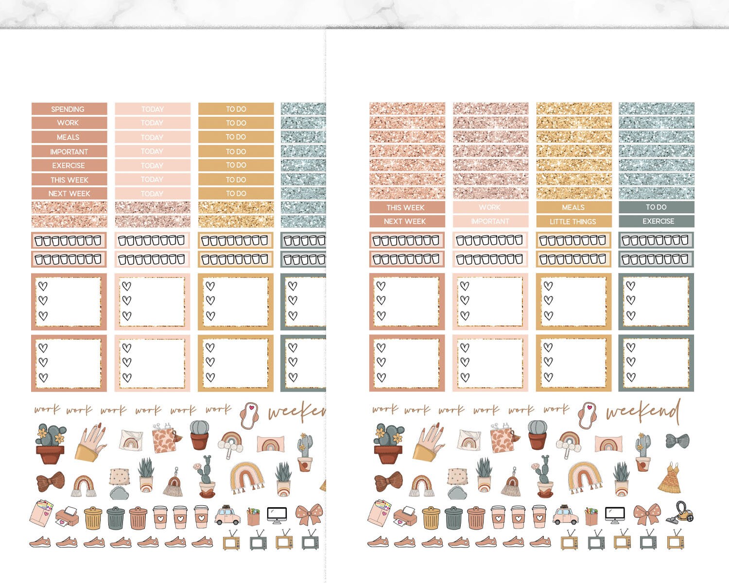 Erin Condren Printable Planner Stickers Muted Rainbows - Etsy