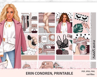 Erin Condren Weekly Planner Sticker Kit, ECLP Stickers Printable, Functional Stickers, Digital Sticker, Silhouette, Circuit Cut files